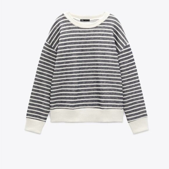 Zara crew neck sweater with stripes size M - Picture 1 of 8